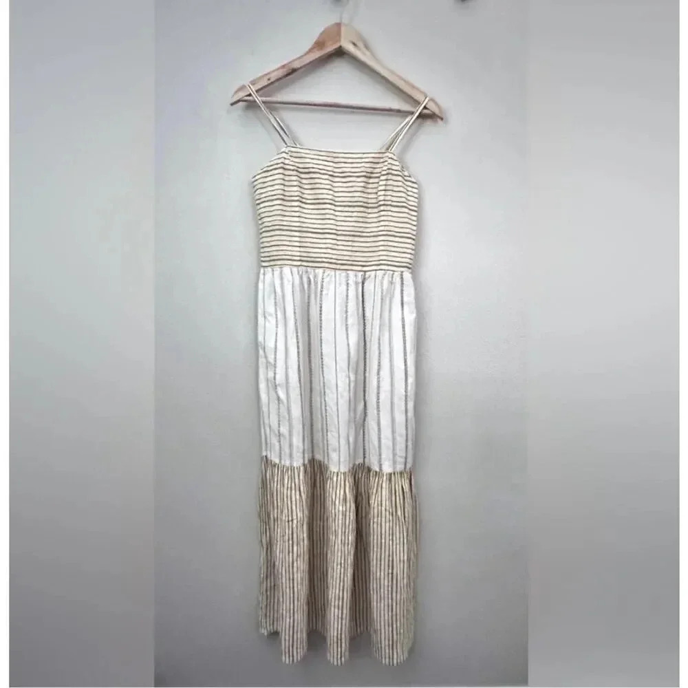 ACE & JIG x BARNEY'S NEW YORK | Stripe Tiered Smocked Midi Dress | Size Small